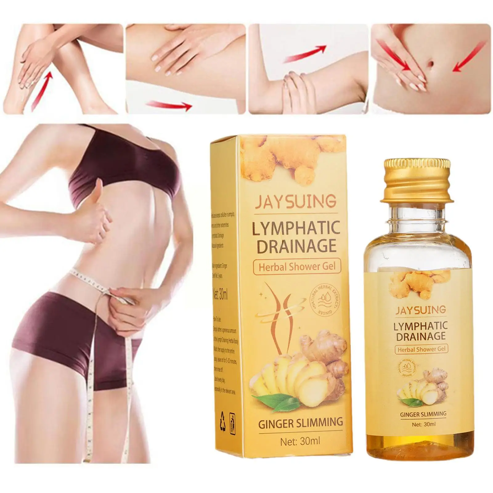 Ginger Slimming Losing Weight Cellulite Remover Lymphatic Health Beauty Shower Firm Body Herbal Care Gel Drainage F3A0