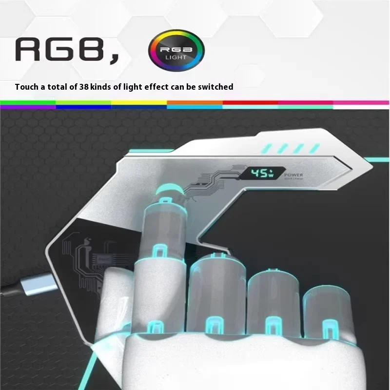 لوحة ماوس Alienware مع ضوء Rgb للشحن اللاسلكي مع حصيرة طاولة شاشة LED 45 وات شحن سريع لوحة ماوس ألعاب كبيرة الحجم