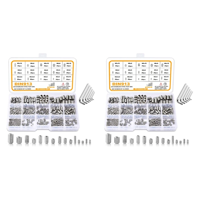 Set di viti a punta a tazza con attacco esagonale interno da 300 pezzi Vite senza testa in acciaio inossidabile 304 M2.5-M8