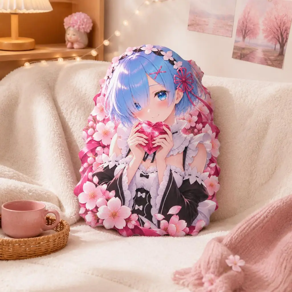 Re Life In A Different World From Zero Rem Anime Shaped Pillow Cushion Stuffed Pillows for Bed Home Decor Children's Room Gifts
