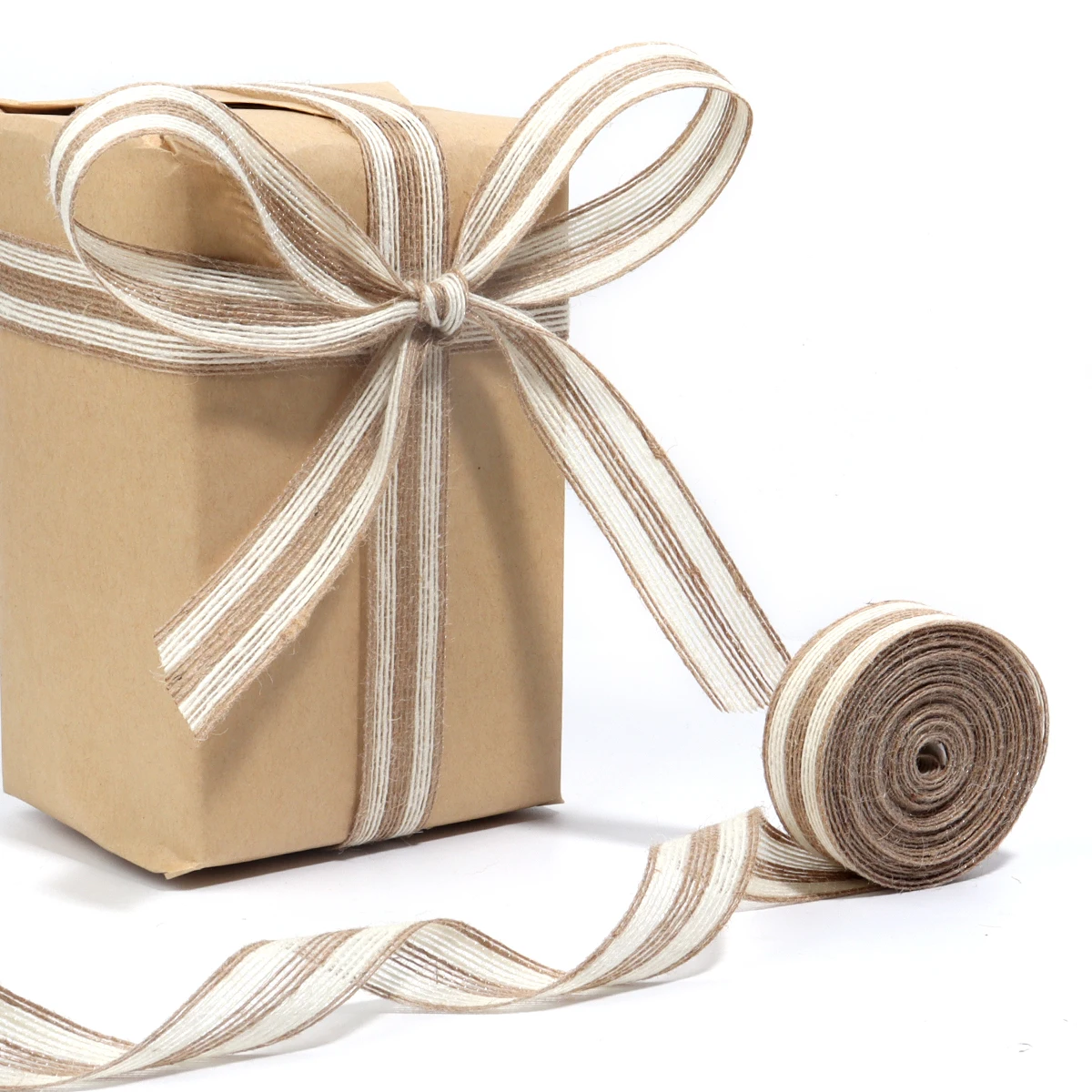 Corde de jute à bord blanc, ruban de toile de jute naturelle, décoration de fête de mariage, sangle d'emballage de cadeau de bricolage de Noël, 5 m, 10m, rouleau