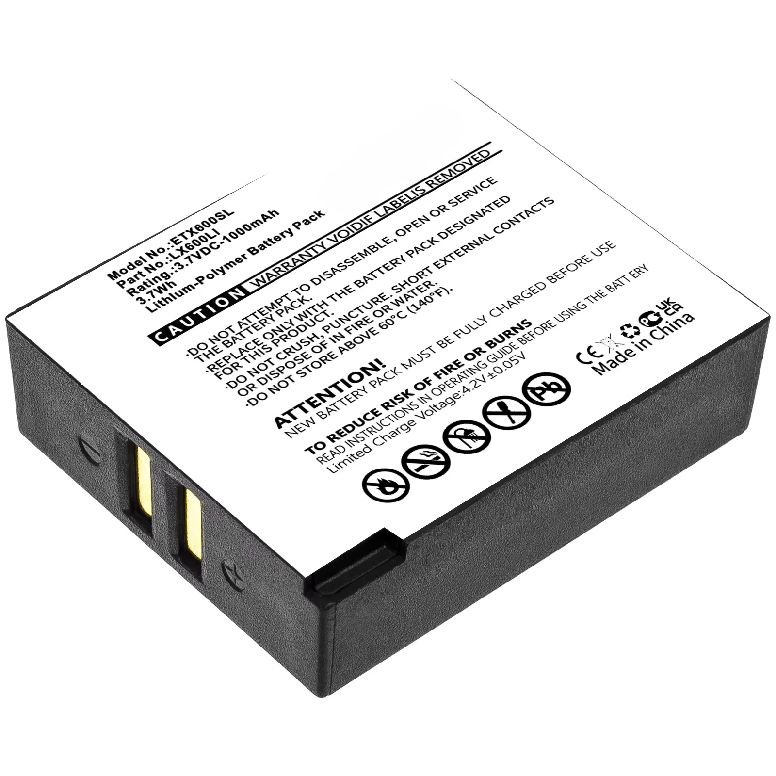 3.7V 1000mAh Replacement Battery LX600LI Fit Eartec HUB UltraLITE Hub System Wireless Headset