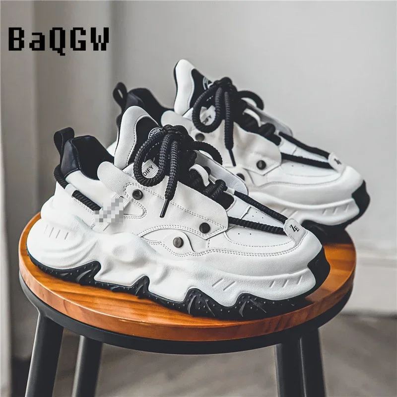 

Chunky Sneaker Men Designer Soft Sole Running Shoes Fashion Casual Microfiber Leather Breathable Height Increased Platform Shoes