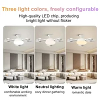 Ventilateur de plafond avec ampoule E27 3/4 pales 2 en 1, design drone, télécommande, AC 85-265V, pour maison, chambre, restaurant 2