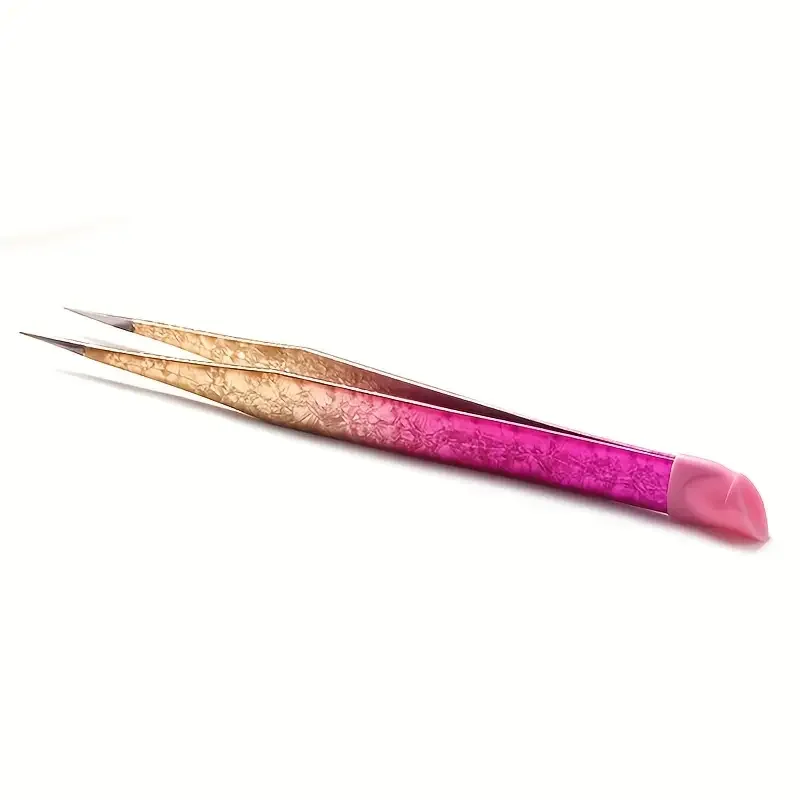 2pcs Silicone Nail Art Tweezers Set with Dual-End Design for Easy Application of Stickers, Rhinestones & Eyelash Extensions