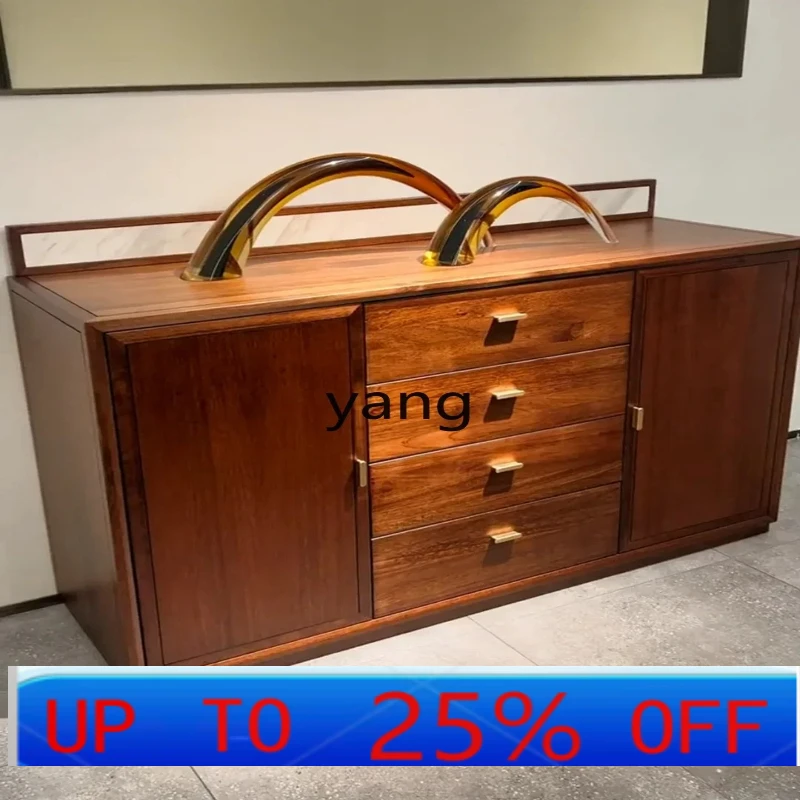 

LH new Chinese side cabinet solid wood storage modern living room simple storage household wall dining room cabinet