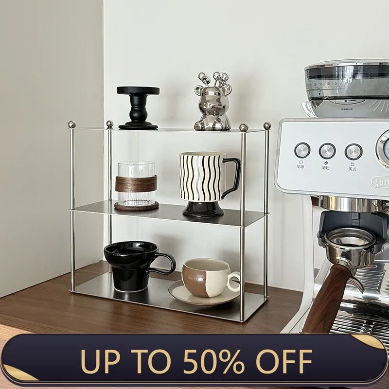 MOMO Stainless Steel Multi-layer Cup Holder Desktop Perfume Aromatherapy Storage Rack Cup Display Shelf Without Punching Holes