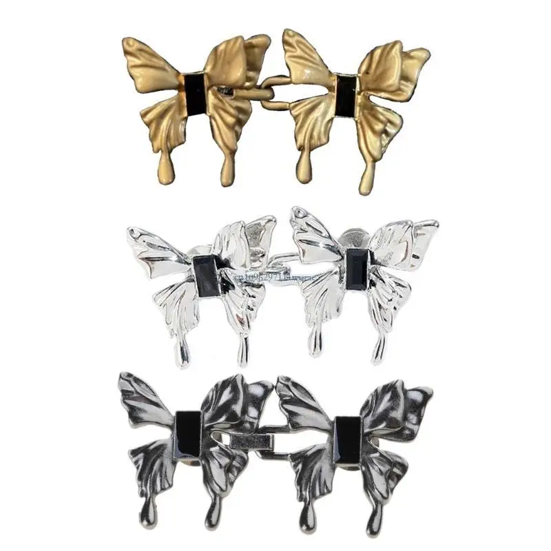 2pcs Butterfly Metal Button Pins for Pants Jeans Sewing Adjustable Detachable Buckles Waist Closing Artifact Supply