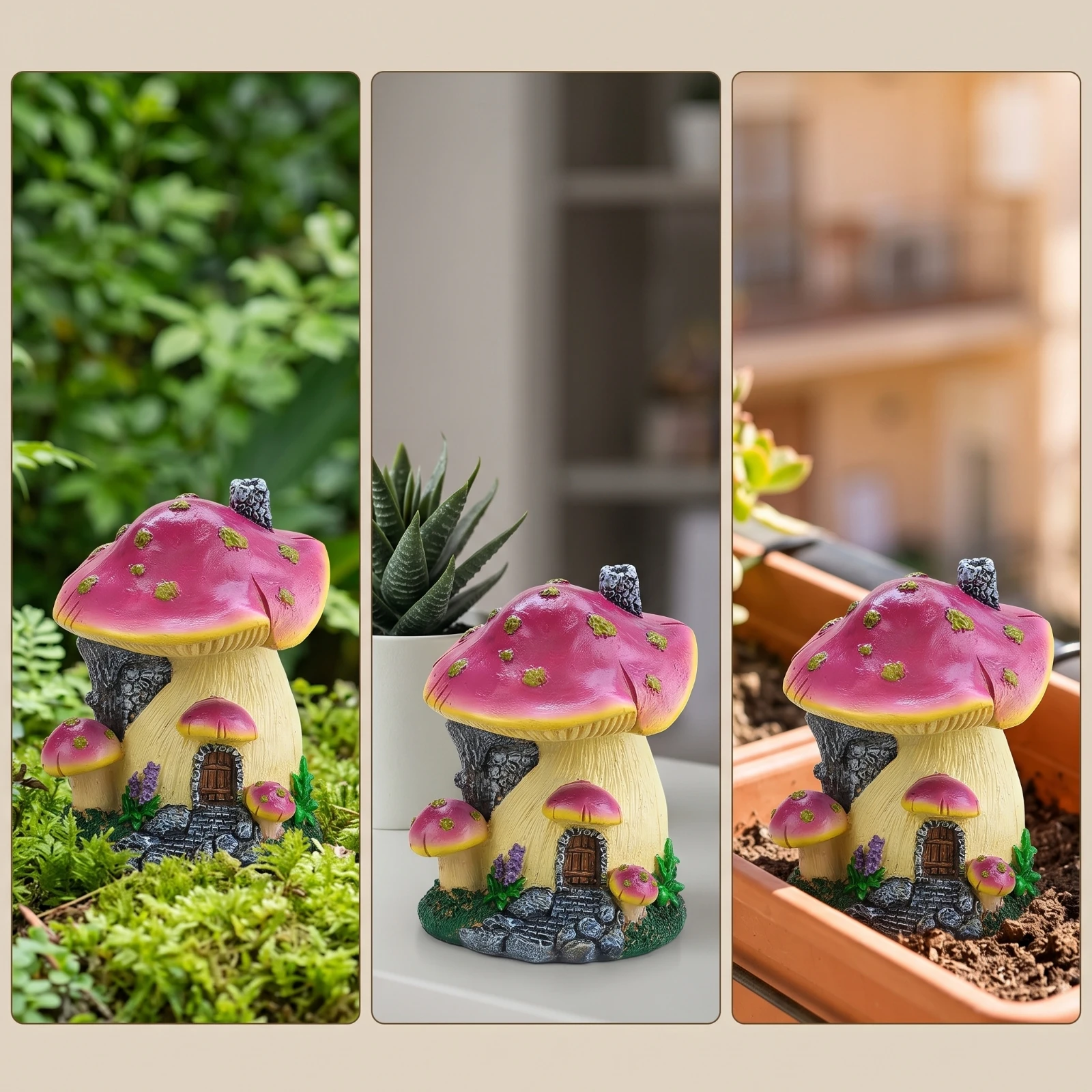 Fungus House Resin Miniature Fungus Figurines Fairy Cottage Whimsical Micro Landscape Decor Mini for Hobbyists, Bonsai