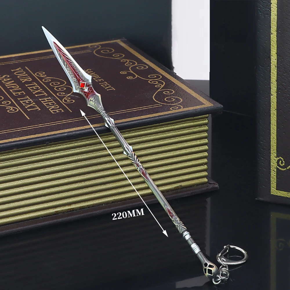 God of War Game Peripheral Spear Model Toy,  22 CM (8.66 inch), Draupnir Spear, Zinc Alloy Metal, Non Sharp, Metal Blade