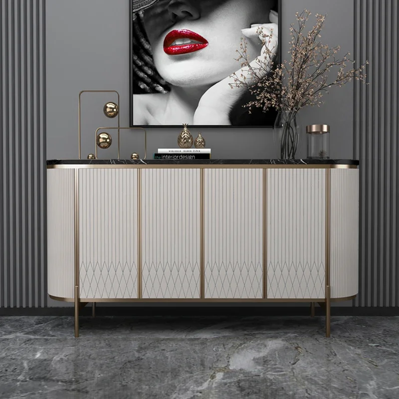 

Для мебели для гостиной Современный мраморный буфет Платиновый шкаф Металлический деревянный буфет