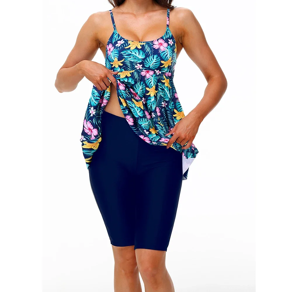 

Fashionista Tankini Set Vibrant Floral Print Cami Top Shorts Swimsuit Two Piece Swimwear Comfortable Flattering Women Beachwear