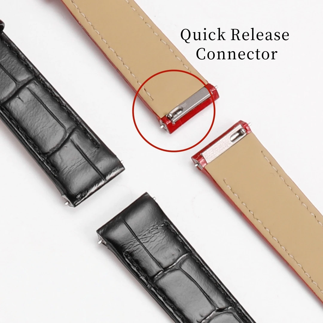 Top Cowhide Leather Alligator Pattern Watch Strap Fit For Cartier Santos Dumont 15.5mm 17.5mm 19mm With Quick Release Bar
