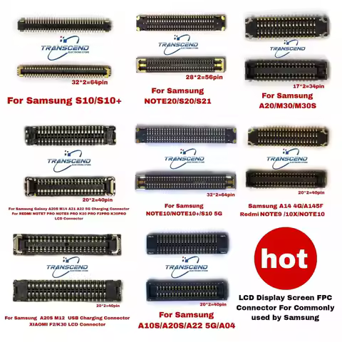 10PCS Popular LCD Display Screen Charging FPC Connector FOR Samsung A30S A40 A12 A50 A60 A02S A10S A14 S10 NOTE10 20 S21 S22 S23