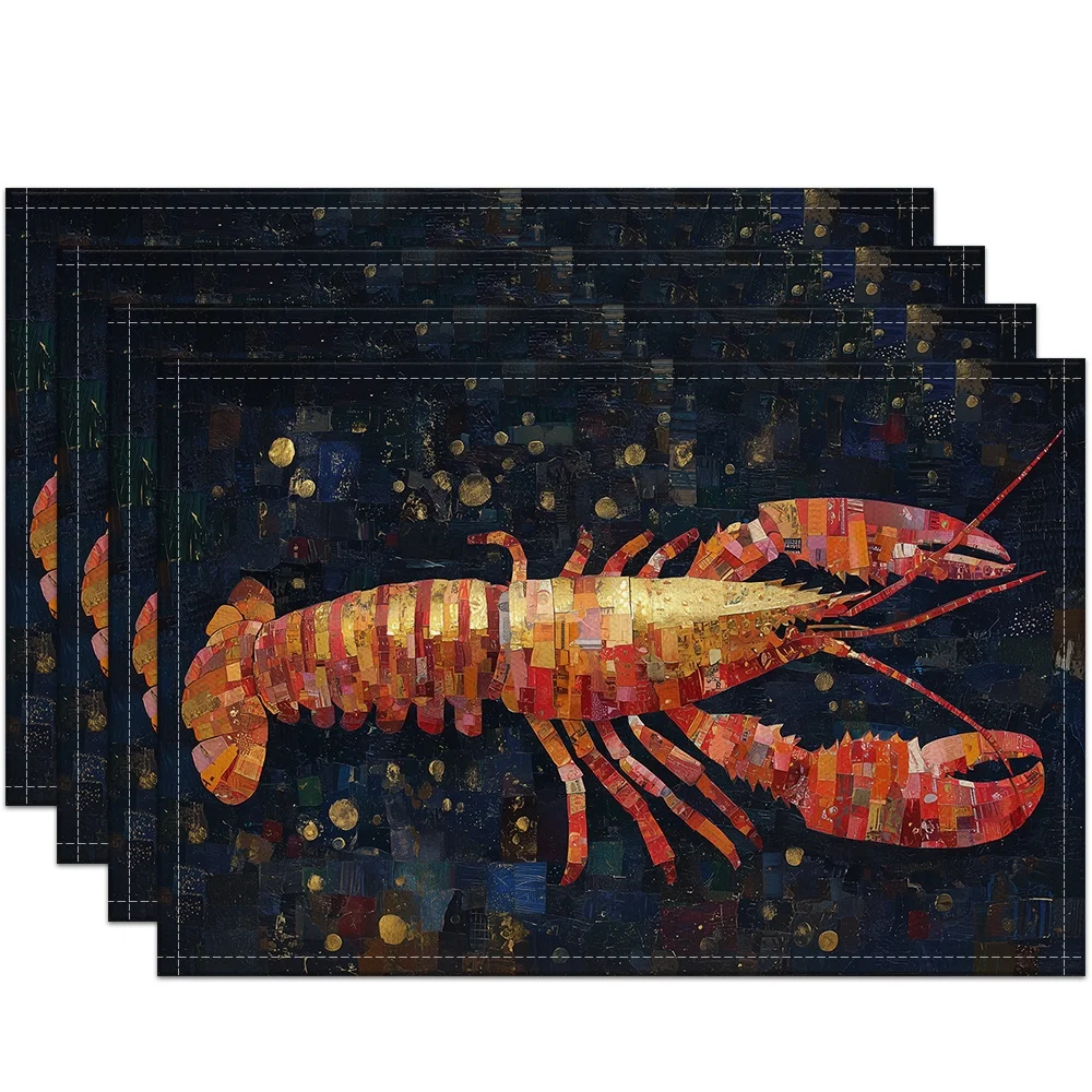Striped Red Lobster Placemats Coastal Table Decor Vintage Stripe Tray Display Seafood Party Dining Table Gift