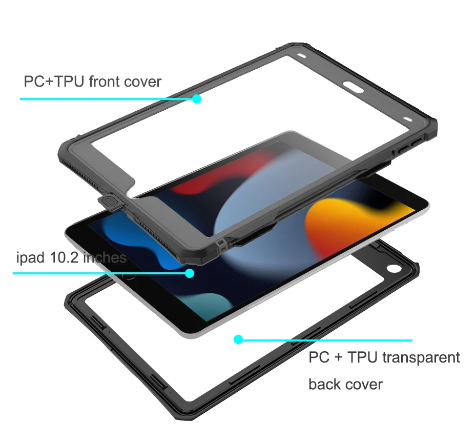 Imagem -02 - Impermeável para Apple Ip68 Ip68 Case com Protetor de Tela e Porta-lápis 10.2 Polegadas com Suporte e Alça Ip68 Case