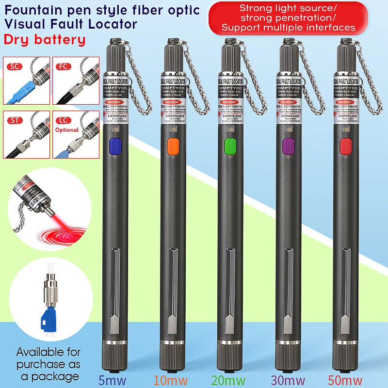FTTH Fiber Optic Tester Pen Type Red Optical Fiber Light Visual Fault Locator Optical Cable Tester 5-50MW VFL