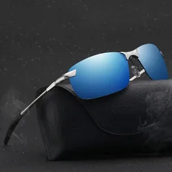 Classic Metal Men Polarized Sunglasses Fashion Driving Fishing Half Frame Retro Sun Glasses Luxury Brand Designer Eyewear UV400