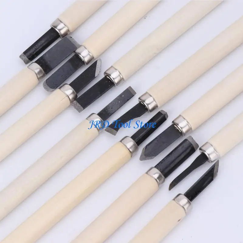 A2UD 12pc Professional Carving Hand Knife Tool Set Woodworkers Gouges