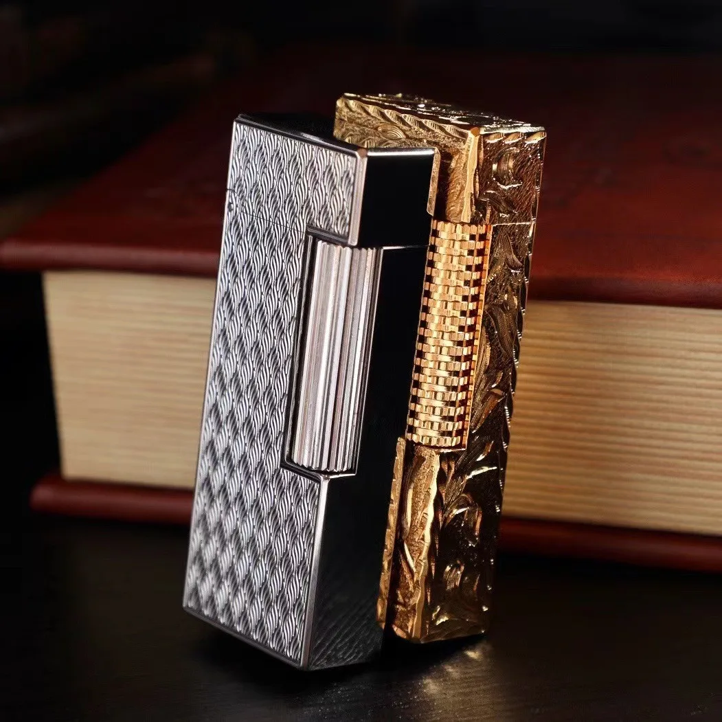 Kerosene personalized striped lighter Side pulley narrow machine personalized fashion gift Brass bustling lighters