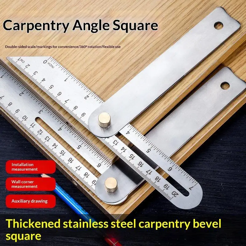 Woodworking Scriber Ruler High Accuracy T-Shape Multi-Angle Scribing Tool Metal Movable Angle Ruler Dovetail Gauge
