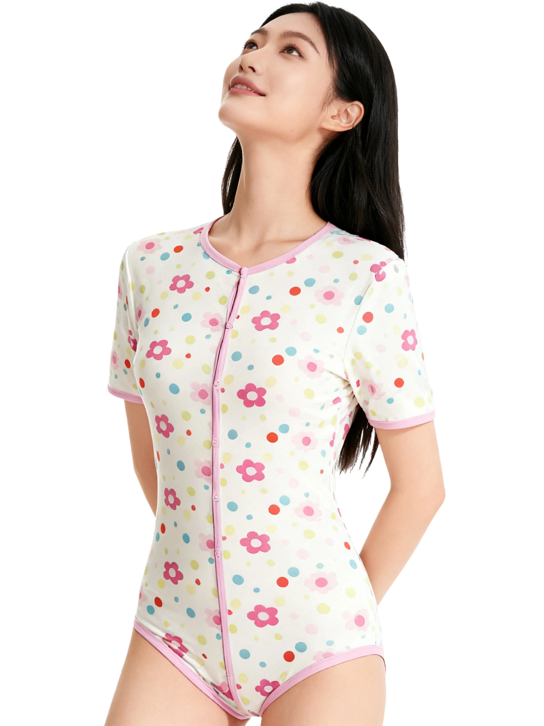 

Flowers bodysuit with front snaps/adult onesie/adult baby romper/abdl clothes