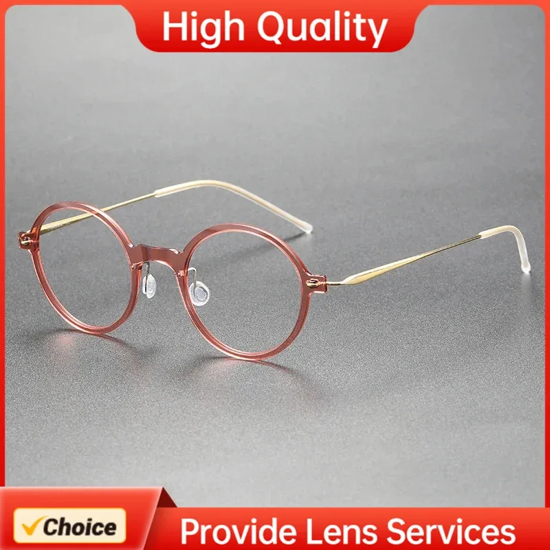LINDBERG-Style Nylon Titanium Glasses Frame 6508 Gradual Color Vintage Round Dual Purpose Denmark Design Eyeglass Frames