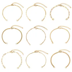 1pc Stainless Steel Link Chain Bracelets Components Gold Color Chains DIY Making Bracelet Women Men Jewelry Findings 17cm long