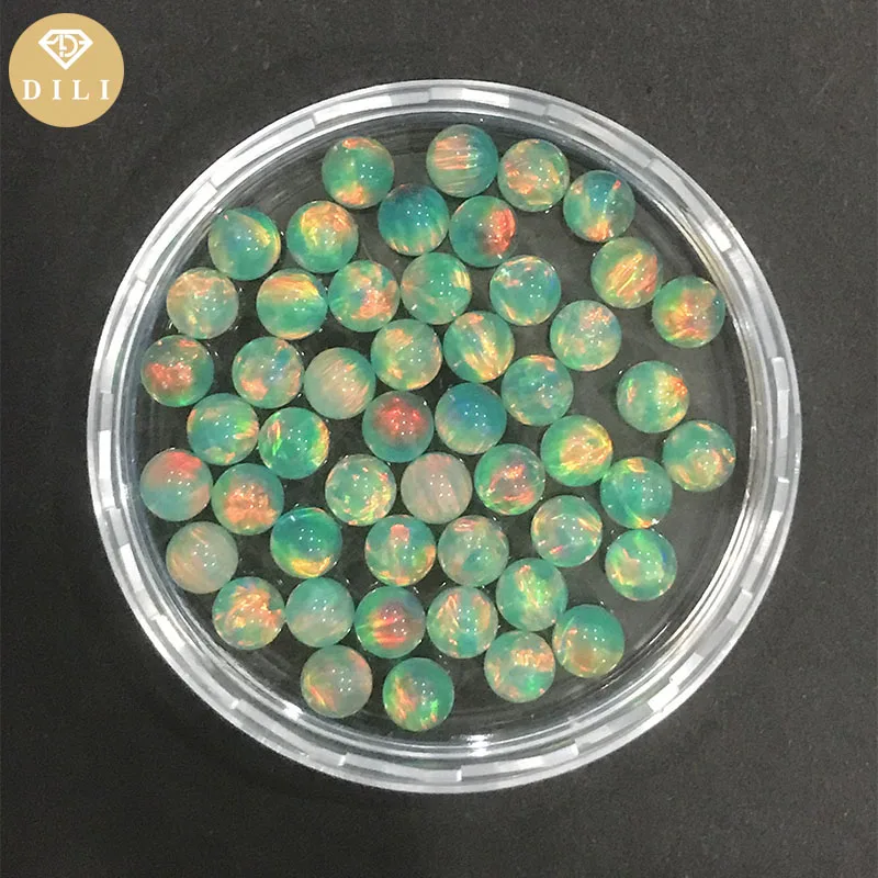 20pcs/Lot OP536 Semi-Transparent Green Color Lab Created Ball Cut Aurora Jelly Sphere Opal Gemstone Bead