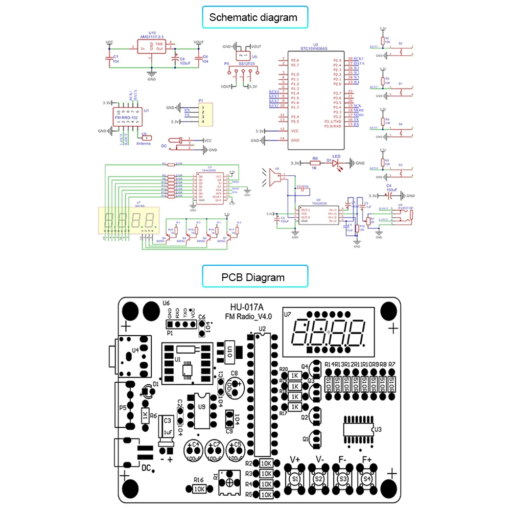 FM Radio DIY Kit RDA5807S FM Radio Receiver 87MHz-108MHz Frequency Modulation TDA2822 Power Amplifier Auto Searching Station