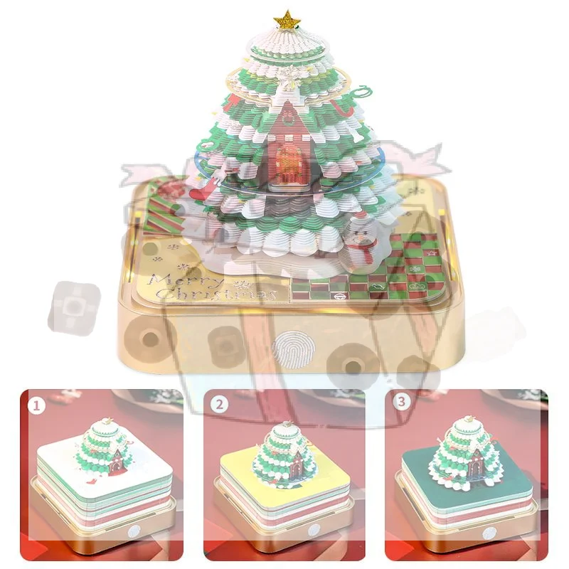 【CC】Time Piece Calendar 2027 Desk Calendar With LED Light 3D Tear-away Calendar Paper Carving Art Memo Pad Notepad Desktop Decor
