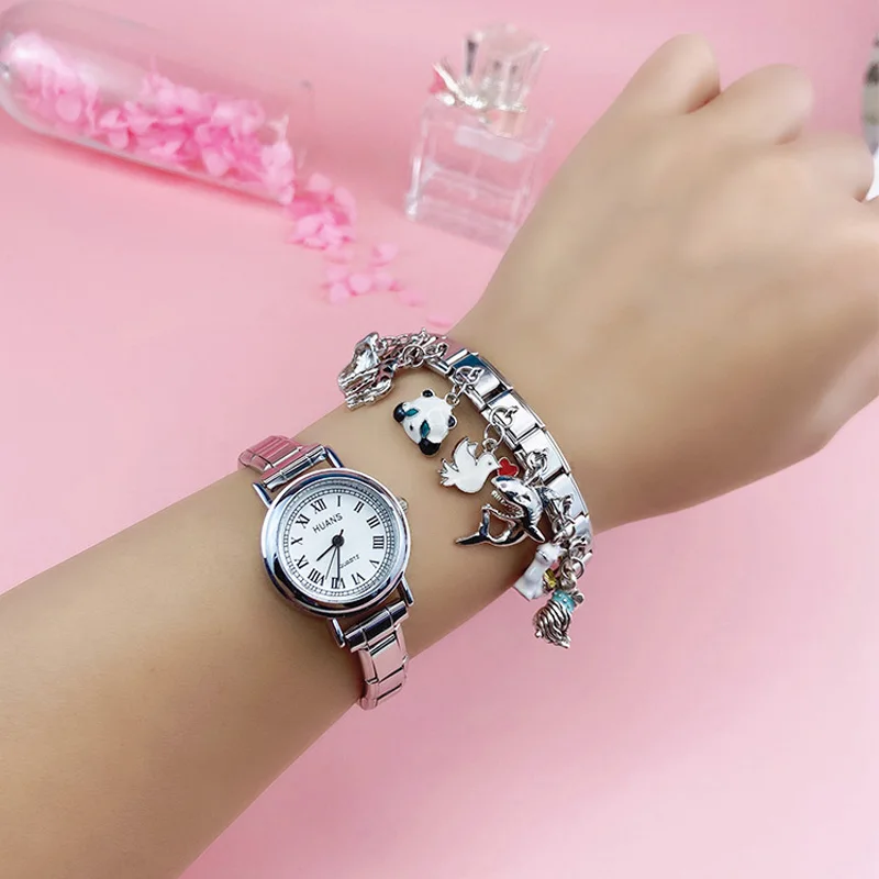 Hapiship Original Daisy Giraffe Dove Dog Alpaca Tortoise Cat Italian Charm Fit 9mm Bracelet Stainless Steel Jewelry Making DJ277