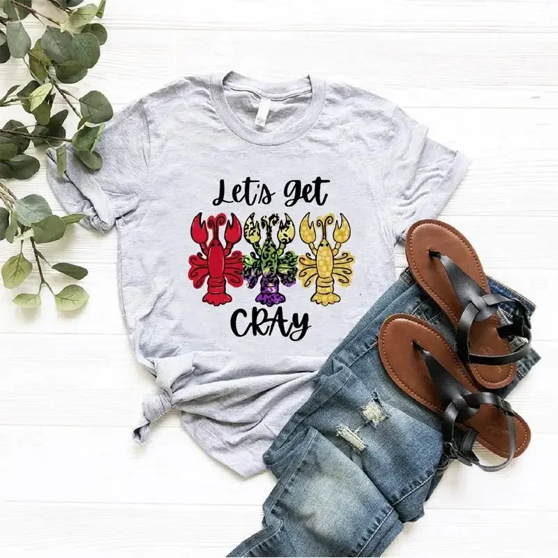 Let's Get Cray T Shirt Mardi Gras Crawfish Festival Fat Tuesday Cute Party