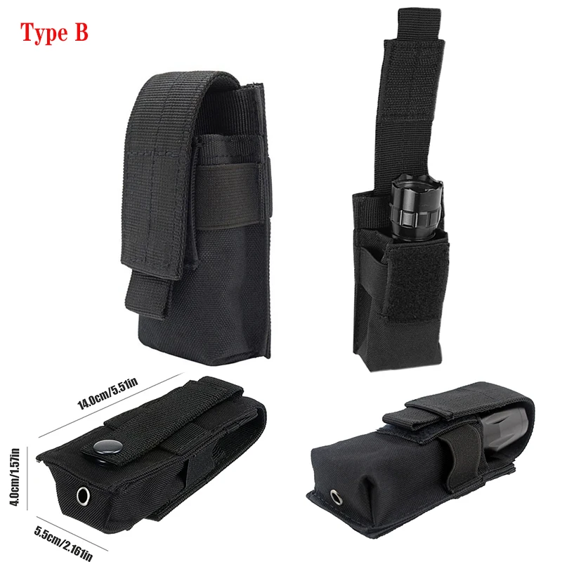 Tactical Molle Flashlight Holster Pouch Protable LED Torch Cover Case EDC Tool Holder Pocket For Outdoor Hunting Camping