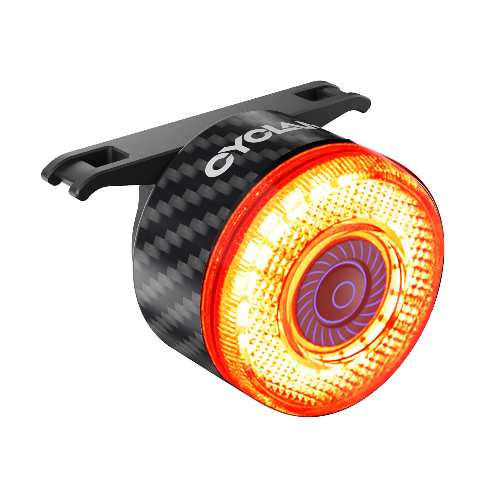 Cyclami luz traseira de bicicleta com freio inteligente, partida/parada automática, sensor de freio, luz traseira de bicicleta, vibração, despertador, luz traseira de carbono