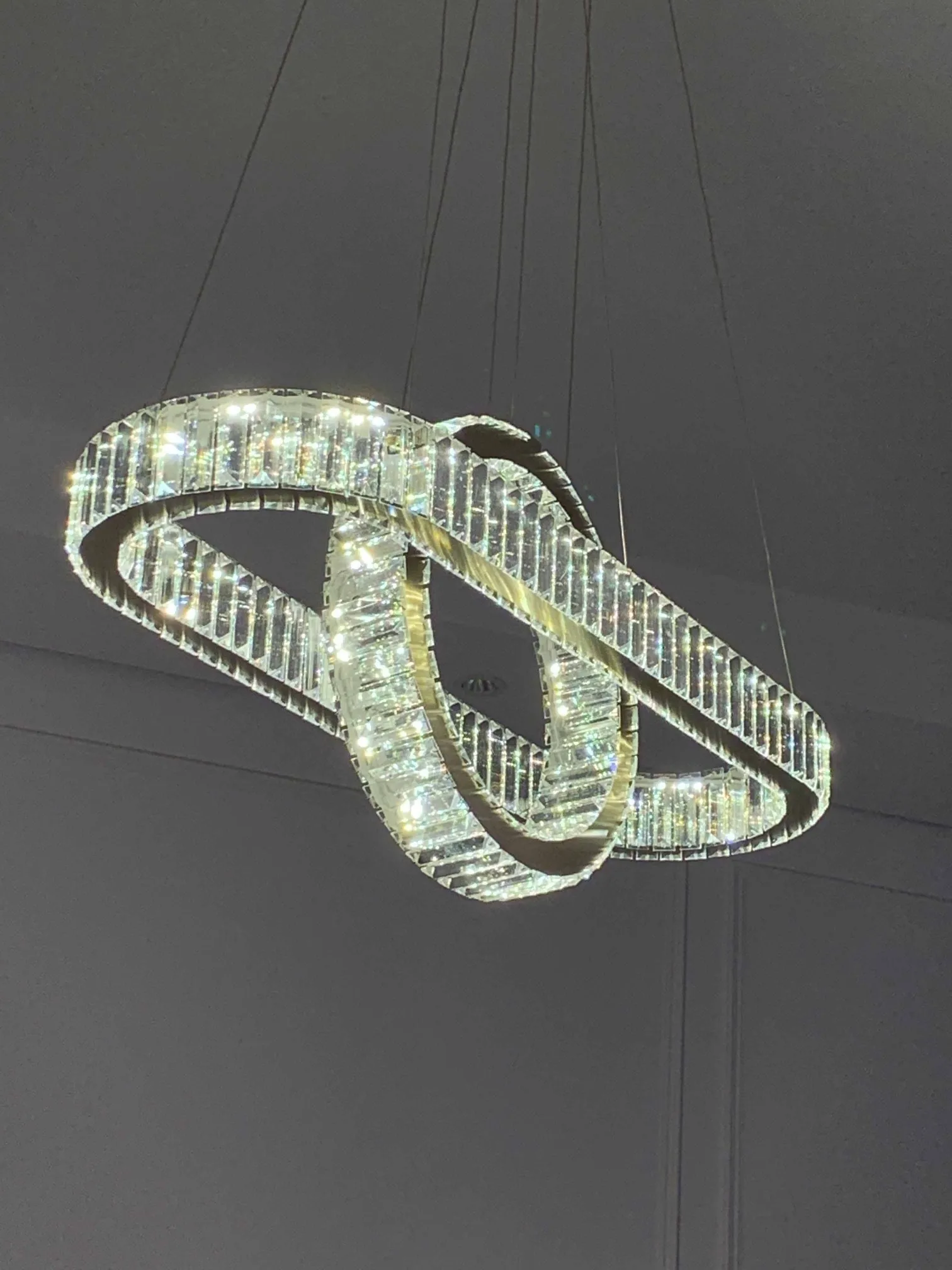 Oval Chrome Gold Steel LED Dimmable Pendant Lights