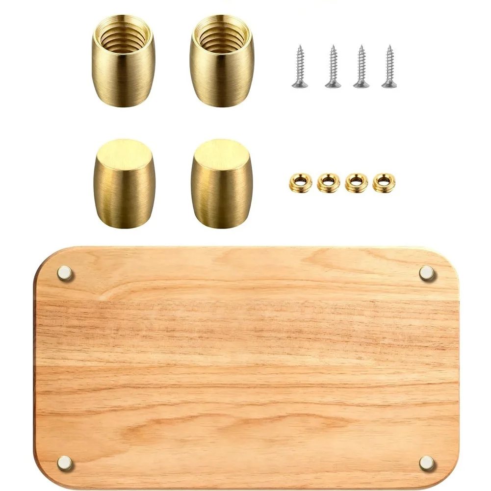 4 Sets Chopping Board Stabilisers Anti-slip Pads Brass Cutting Board Feet With Screws Washers Display Tray Speakers Riser Feet