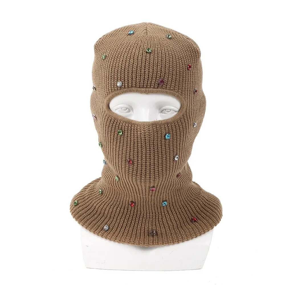 New Knitted Texture Knitted Ski Mask Stretchable Fit Solid Full Face Balaclava Warm Windproof Winter Face Cover Winter