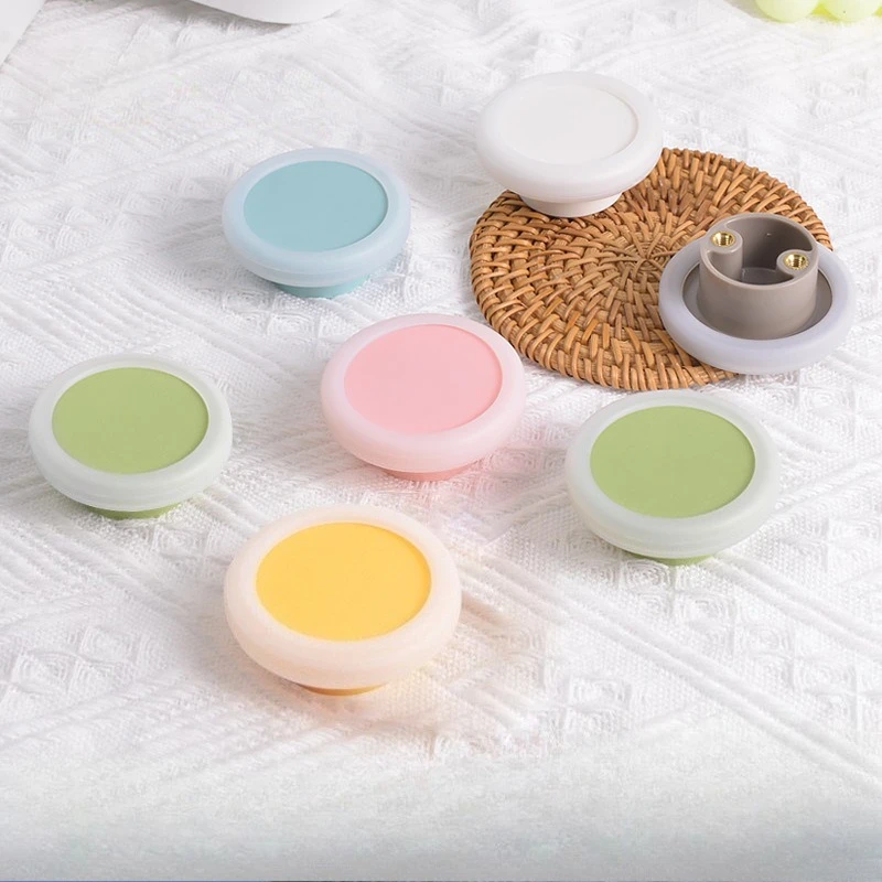 Round drawer handle modern cabinet wardrobe door handle cartoon silicone children's simple pink handles