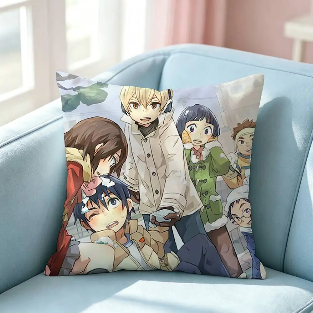 Japan Classic Anime E-Erased Square Double-Sided printed Pillow Case Bedroom Bedside Pillow Sofa Cushion Cover