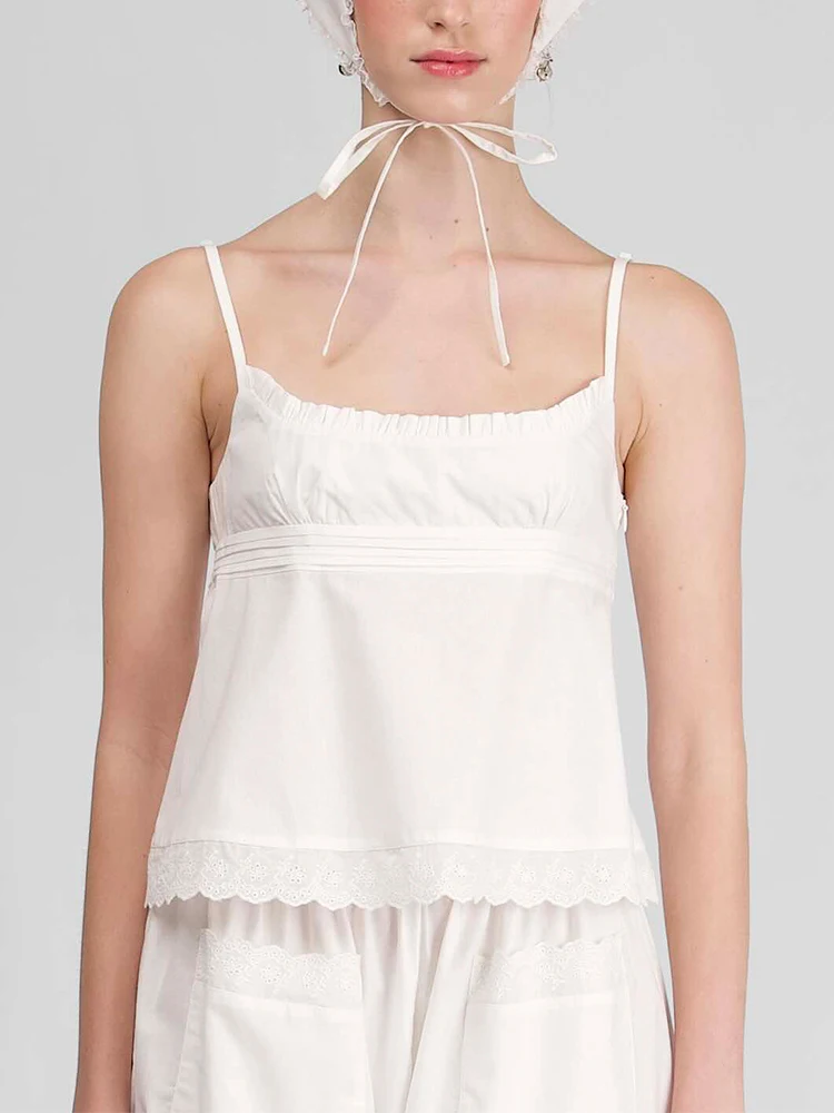 

Женский топ из органического хлопка с кружевной отделкой и бретелями, оригинальный дизайн, свободный крой, тонкий, стандартной длины, от My Mum Made It