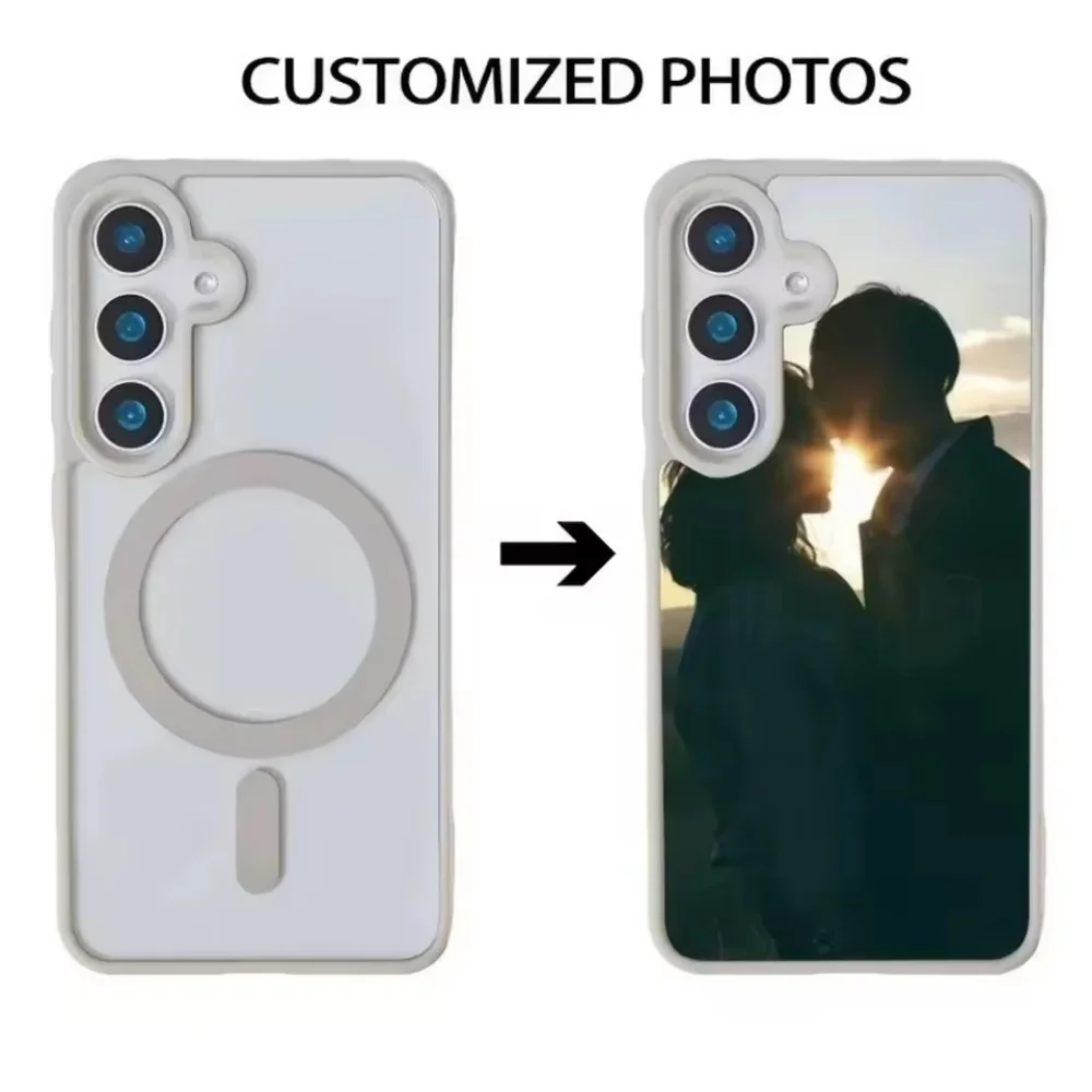 Couple Customized Phone Case For Samsung Galaxy S25 S26 S22 S23 S24 Ultra Plus FE 5G DIY Photo Acrylic Magnetic Shockproof Cover