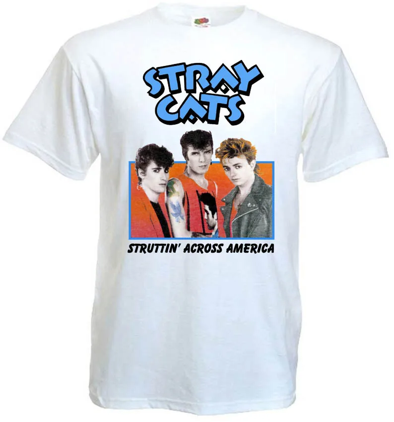 

Футболка Stray Cats Struttin' Across America v2, белая, все размеры S-5XL