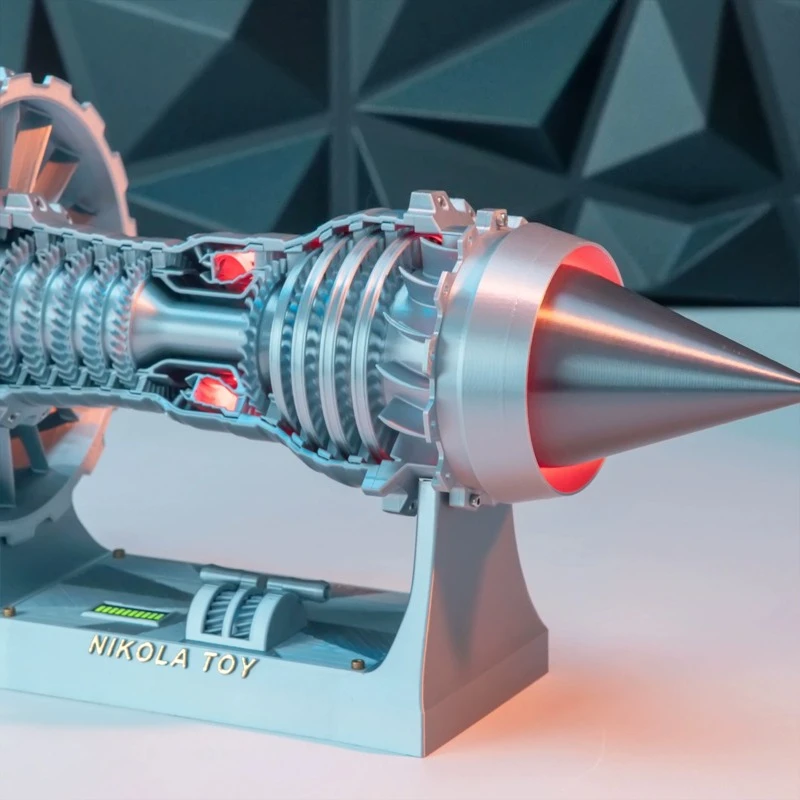 Aircraft Turbofan Engine Model PLA Continuously Variable Transmission Battery Powered Turbofan Engine Desktop Toy