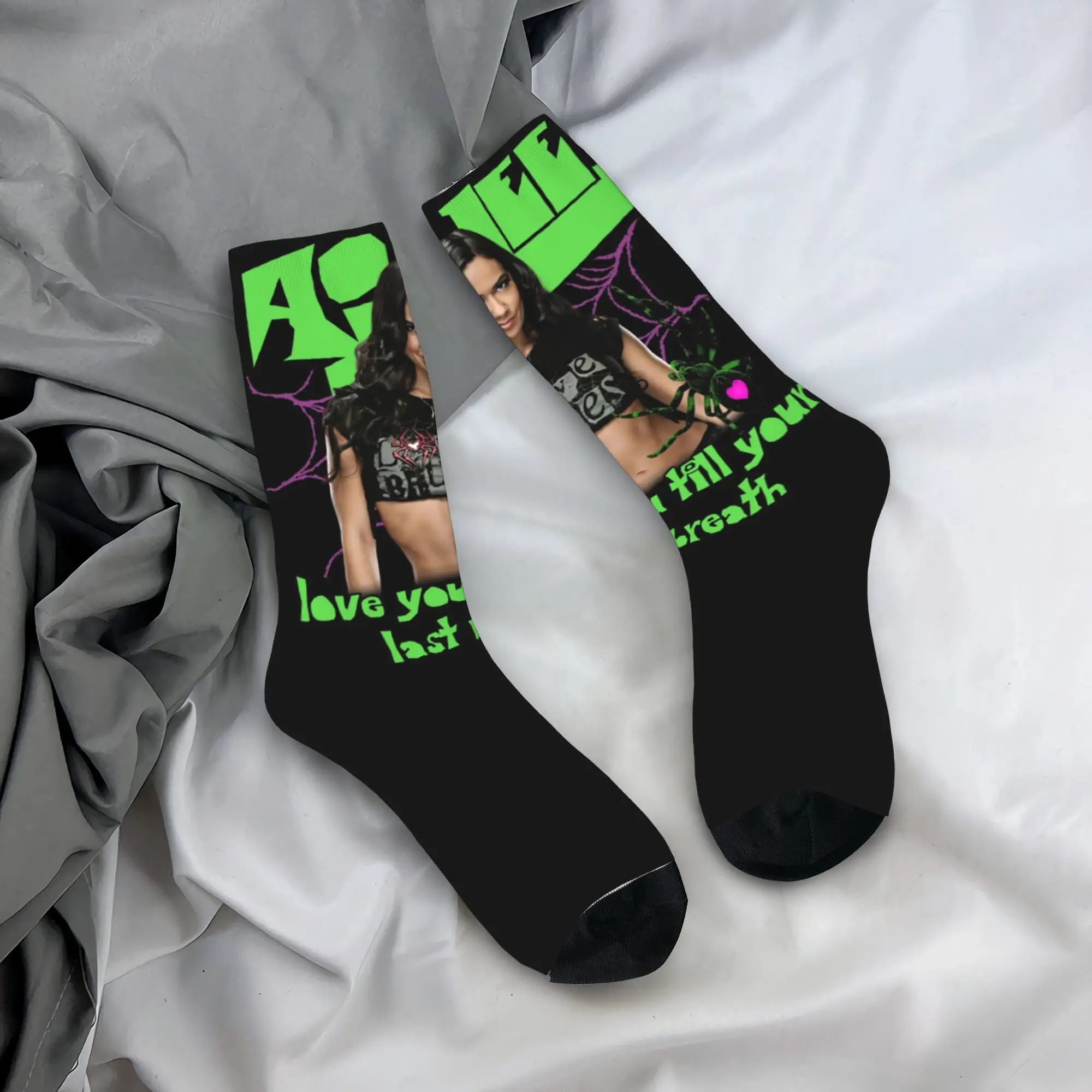 

Мужские носки AJ Lee Love You Till Your Last Breath, зеленые чулки, нескользящие теплые мягкие носки, зимние уличные носки с корейским узором