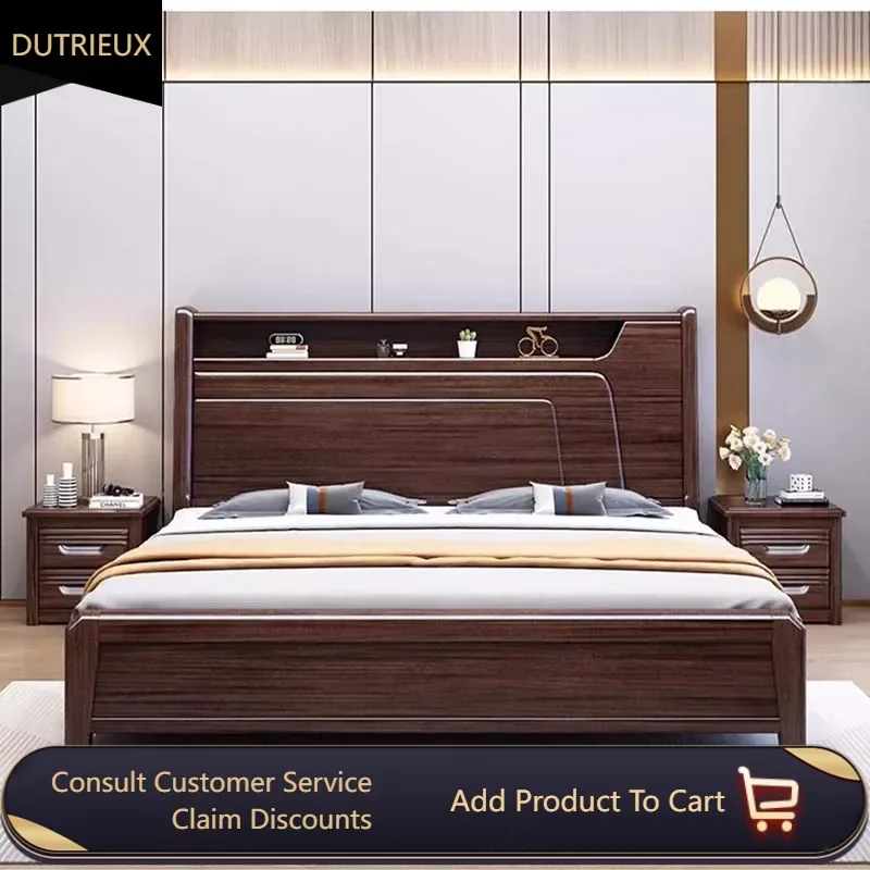 

Storage Queen Bedroom Double Bed Luxury High End European Headboard Twin Beds Modern Wooden Sleeping Camas De Casal Furniture