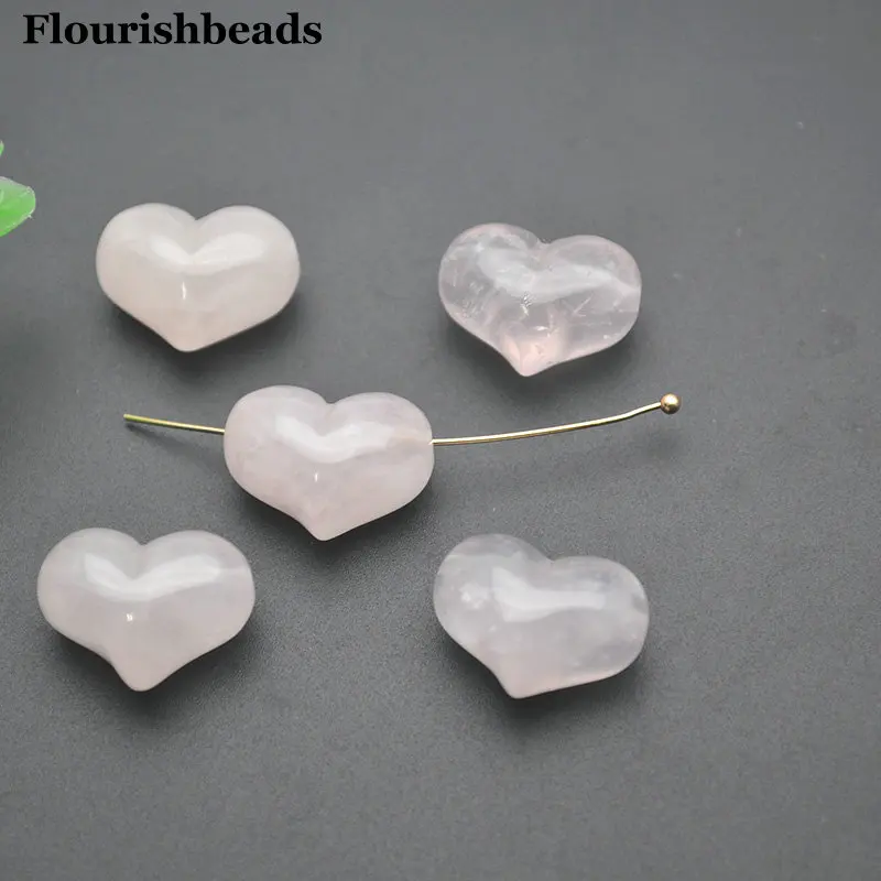 5pc Good Quality Natural Amethyst Rose Quartz Stone Heart Shape Jewelry Making Loose Beads