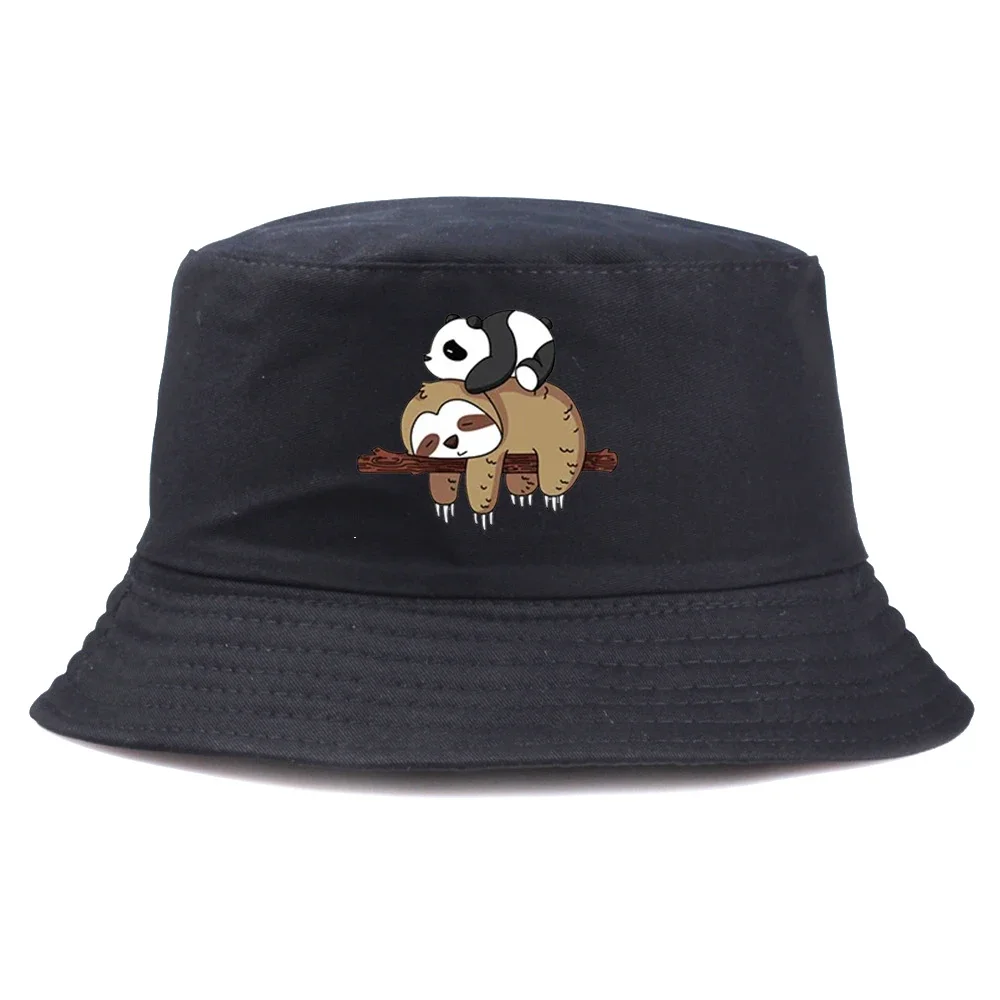 Sleep Lazy Panda Panama Cap Amusing Harajuku Casual Versatile Streetwear Stylish Outdoor Vintage Cool Fashion Daily Bucket Hat