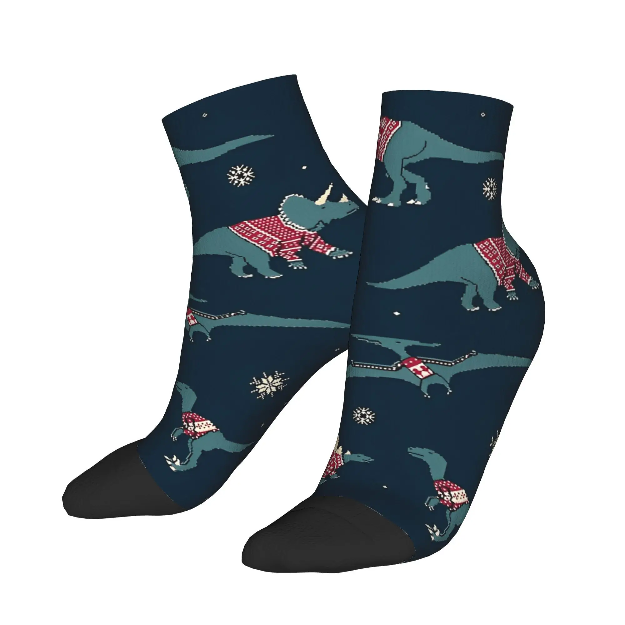 

Cute Dinosaurs Dinos In Sweaters Ankle Socks Unisex Men Soft Vintage Sock Autumn Running Anti-Slip Design Socks Gift