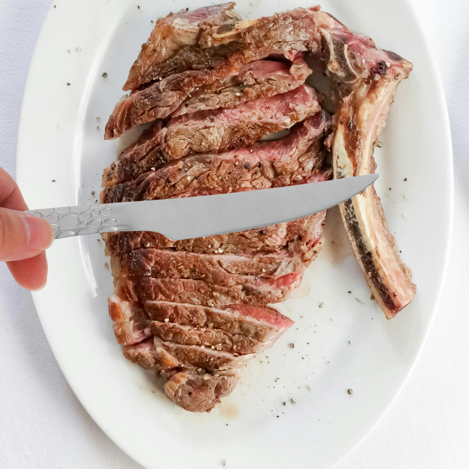 

4Sets Stainless Steel Steak Silverware Flatware Kits Hammered Fork Spoon Knife Tools for Hotels Kitchens Restaurant